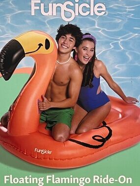 Funsicle 2-person Floating FLAMINGO Ride-On Pool/Beach/Lake Float 64” Large NEW